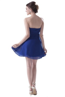 A-Line Strapless Short Blue Chiffon Prom Evening Formal Party Dresses ED010285