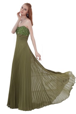 Beaded Long Chiffon Pleated Prom Evening Formal Party Dresses ED010288