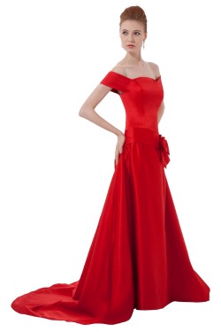 Long Red Off-The-Shoulder Prom Evening Formal Party Dresses ED010292