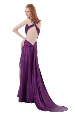 One-Shoulder Long Purple Chiffon Prom Evening Formal Party Dresses ED010293