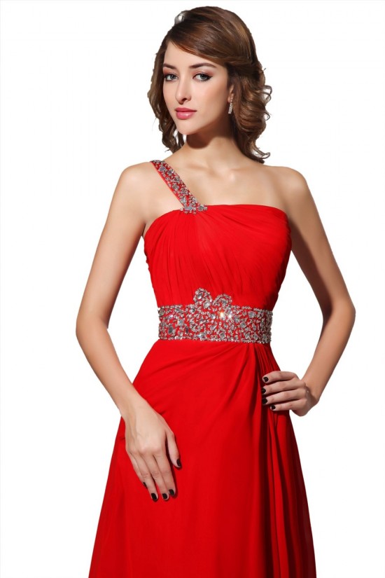A-Line One-Shoulder Long Red Beaded Chiffon Prom Evening Formal Party Dresses ED010296 A-Line One-Shoulder Long Red Beaded Chiffon Prom Evening Formal Party Dresses ED010296