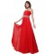 A-Line One-Shoulder Long Red Beaded Chiffon Prom Evening Formal Party Dresses ED010296
