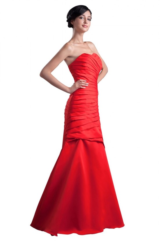 A-Line Strapless Long Red Prom Evening Formal Party Dresses ED010303