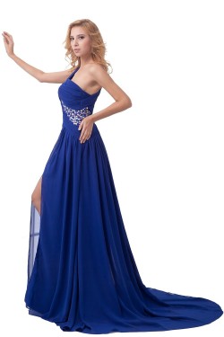 One-Shoulder Beaded Yellow Chiffon Prom Evening Formal Party Dresses ED010304