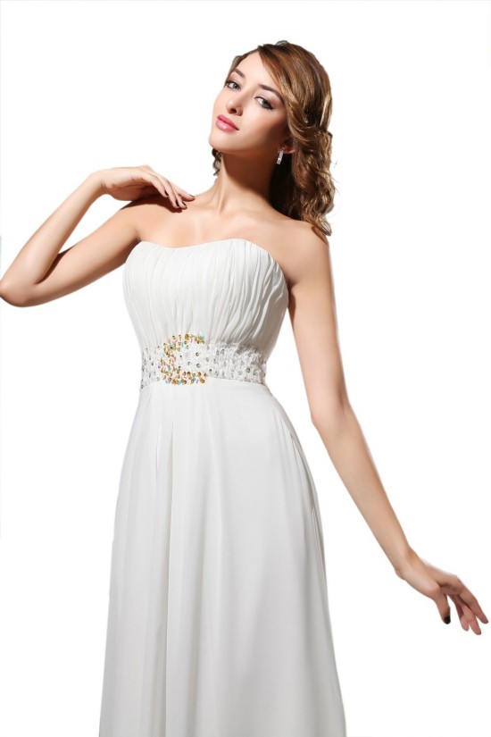 A-Line Strapless Long White Beaded Chiffon Prom Evening Formal Party Dresses ED010305 A-Line Strapless Long White Beaded Chiffon Prom Evening Formal Party Dresses ED010305