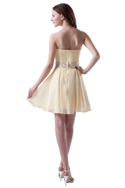 A-Line Sweetheart Short Yellow Beaded Chiffon Prom Evening Formal Party Dresses ED010317