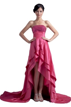 High Low Strapless Short Pink Prom Evening Formal Party Dresses ED010320