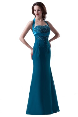 Halter Beaded Long Black Prom Evening Formal Party Dresses ED010322