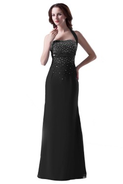 Halter Beaded Long Black Prom Evening Formal Party Dresses ED010322