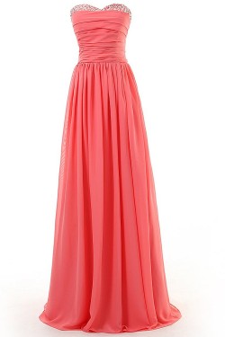 A-Line Sweetheart Beaded Long Chiffon Prom Evening Formal Party Dresses ED010324