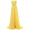 A-Line Sweetheart Beaded Long Yellow Chiffon Prom Evening Formal Party Dresses ED010335