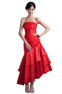 A-Line Strapless Short Red Prom Evening Formal Party Dresses ED010341