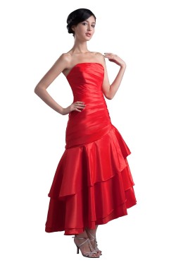 A-Line Strapless Short Red Prom Evening Formal Party Dresses ED010341