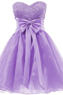 A-Line Sweetheart Beaded Short Purple Prom Evening Formal Party Dresses ED010344