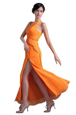 One-Shoulder Long Chiffon Beaded Prom Evening Formal Party Dresses ED010348