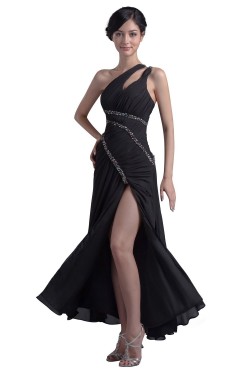One-Shoulder Long Chiffon Beaded Prom Evening Formal Party Dresses ED010352