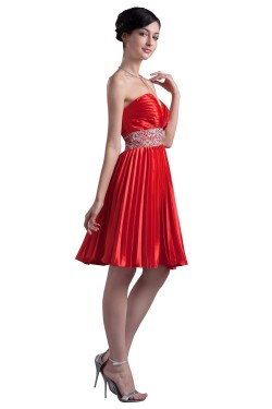 A-Line Sweetheart Short Red Beaded Prom Evening Formal Party Dresses ED010355