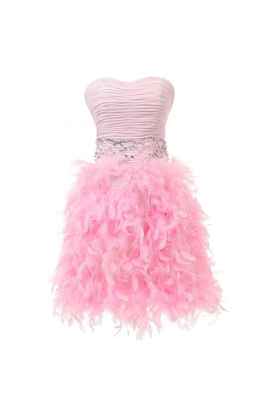 Beaded Strapless Short Pink Prom Evening Formal Party Dresses ED010356
