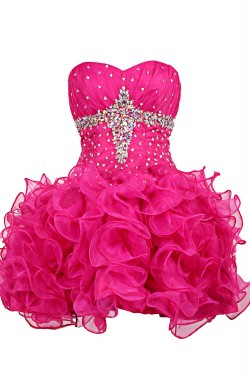 Short Pink Sweetheart Beaded Prom Evening Formal Party Dresses ED010361