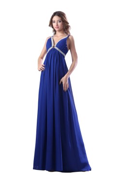 Long Blue Beaded Chiffon Prom Evening Formal Party Dresses ED010364