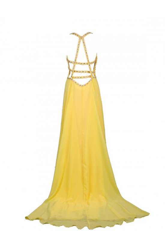 Beaded Long Yellow Chiffon Prom Evening Formal Party Dresses ED010367 Beaded Long Yellow Chiffon Prom Evening Formal Party Dresses ED010367