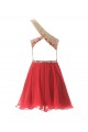 A-Line One-Shoulder Beaded Short Chiffon Prom Evening Formal Party Dresses ED010370