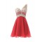 A-Line One-Shoulder Beaded Short Chiffon Prom Evening Formal Party Dresses ED010370