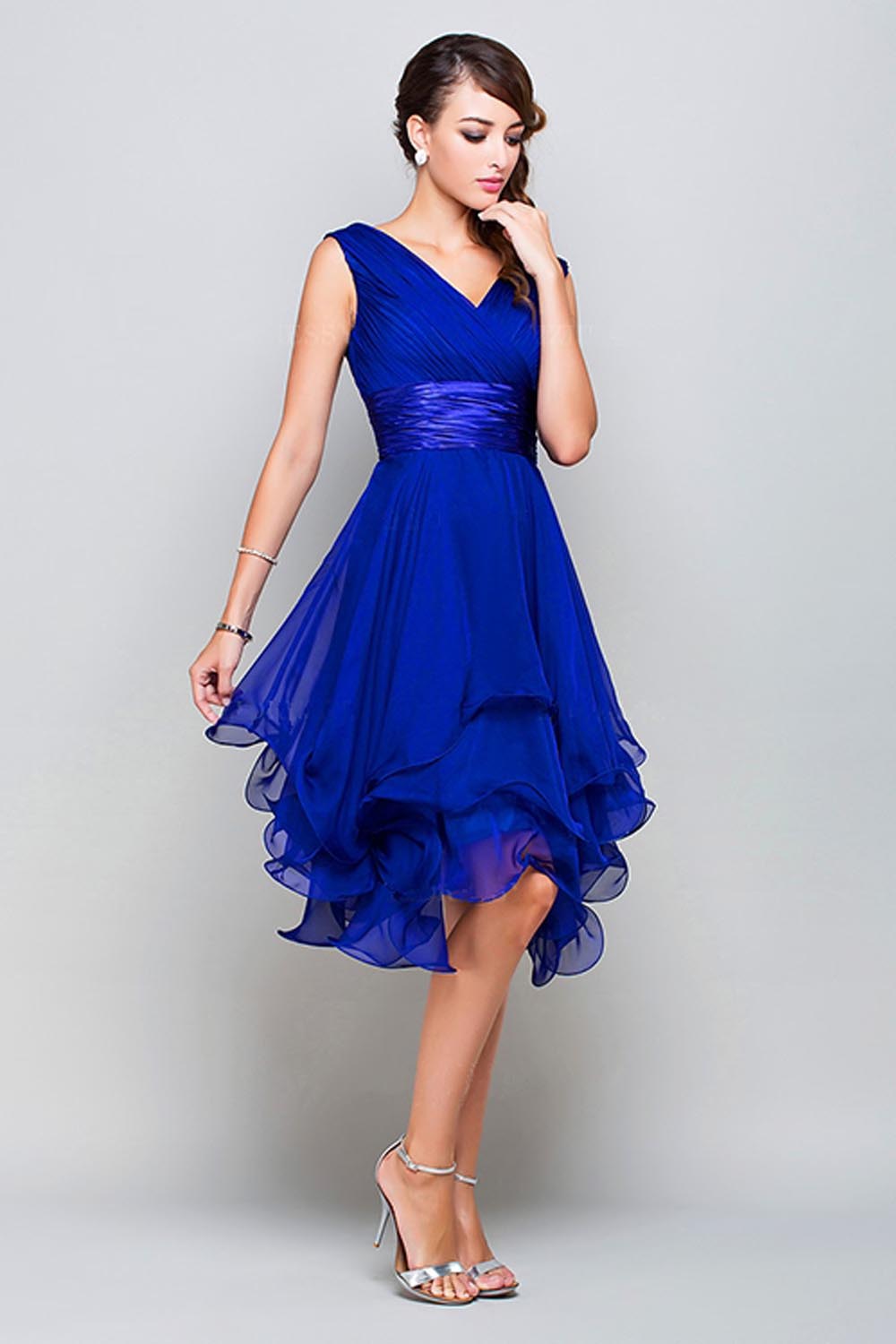 Blue Chiffon Cocktail Dresses