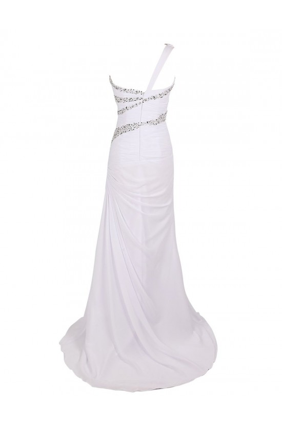 Trumpet/Mermaid One-Shoulder Beaded Long Chiffon Prom Evening Formal Party Dresses ED010373