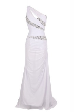 Trumpet/Mermaid One-Shoulder Beaded Long Chiffon Prom Evening Formal Party Dresses ED010373