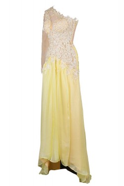 A-Line One-Shoulder Lace and Chiffon Prom Evening Formal Party Dresses ED010374