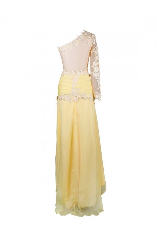 A-Line One-Shoulder Lace and Chiffon Prom Evening Formal Party Dresses ED010374