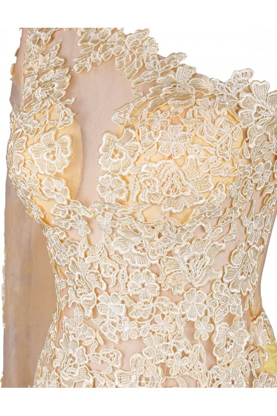 A-Line One-Shoulder Lace and Chiffon Prom Evening Formal Party Dresses ED010374