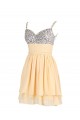 A-Line Spaghetti Strap Short Beaded Chiffon Prom Evening Formal Party Dresses ED010377