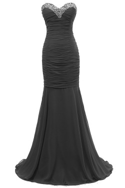 Trumpet/Mermaid Sweetheart Long Black Chiffon Prom Evening Formal Party Dresses ED010392