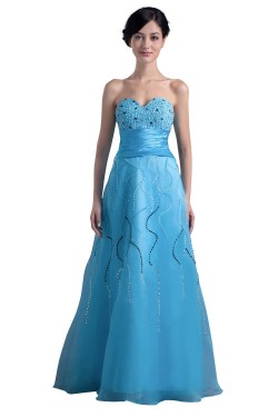 A-Line Sweetheart Beaded Long Blue Prom Evening Formal Party Dresses ED010393