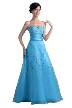 A-Line Sweetheart Beaded Long Blue Prom Evening Formal Party Dresses ED010393
