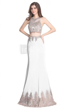 Two Pieces Lace Appliques Long Prom Evening Formal Party Dresses ED010395