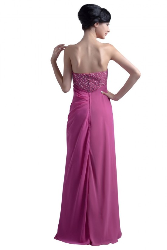 Sheath/Column Strapless Beaded Long Prom Evening Formal Party Dresses ED010396