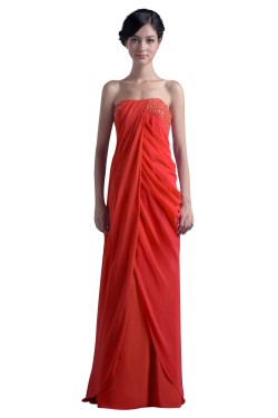 Sheath/Column Strapless Beaded Long Prom Evening Formal Party Dresses ED010396