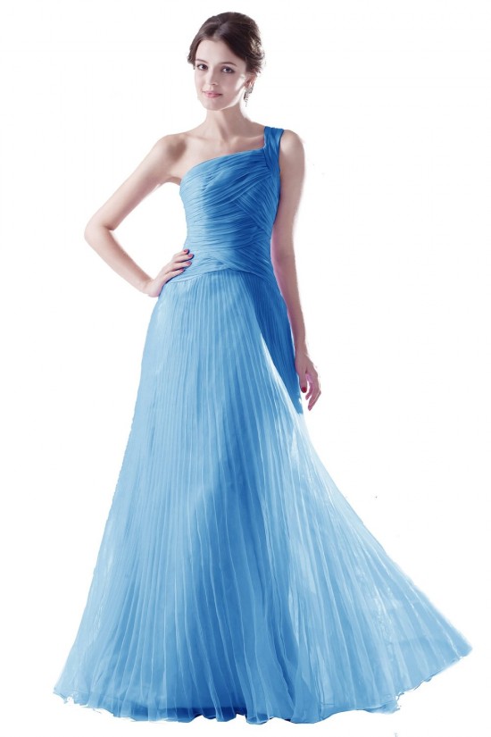 A-Line One-Shoulder Long Purple Pleated Prom Evening Formal Party Dresses ED010398
