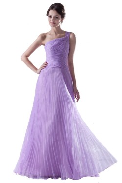 A-Line One-Shoulder Long Purple Pleated Prom Evening Formal Party Dresses ED010398