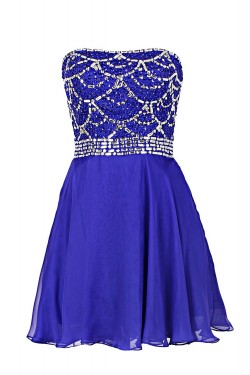 A-Line Strapless Beaded Short Prom Evening Formal Party Dresses ED010399