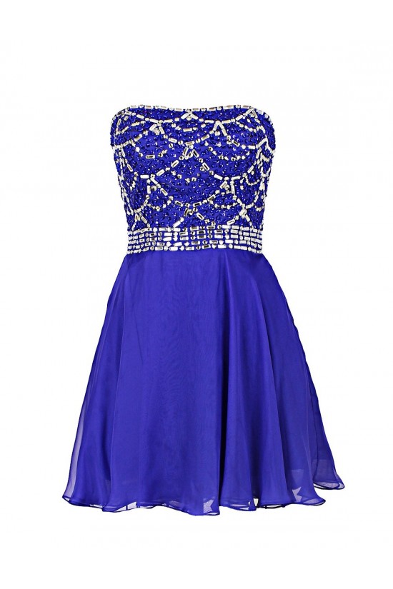 A-Line Strapless Beaded Short Prom Evening Formal Party Dresses ED010399