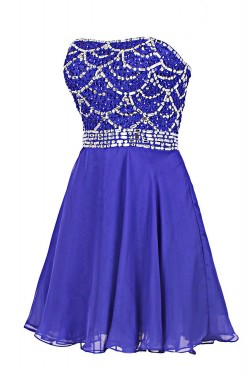 A-Line Strapless Beaded Short Prom Evening Formal Party Dresses ED010399