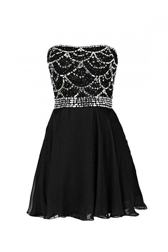 A-Line Strapless Beaded Short Prom Evening Formal Party Dresses ED010399