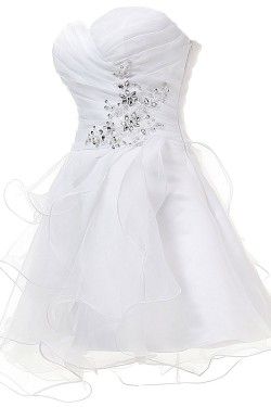 A-Line Sweetheart Beaded Short White Prom Evening Formal Party Dresses ED010400