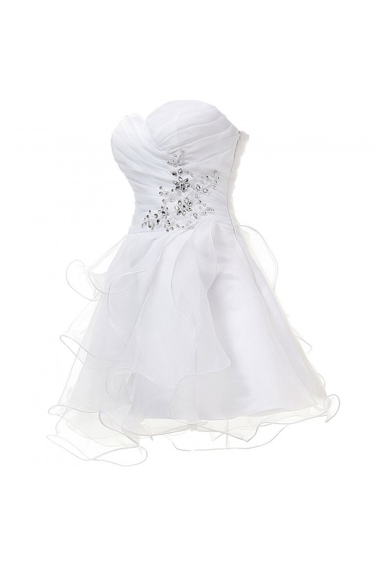 A-Line Sweetheart Beaded Short White Prom Evening Formal Party Dresses ED010400