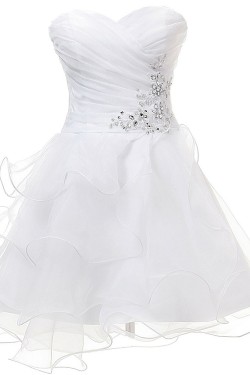 A-Line Sweetheart Beaded Short White Prom Evening Formal Party Dresses ED010400