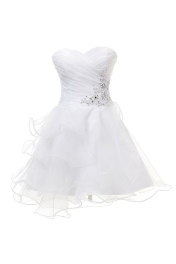 A-Line Sweetheart Beaded Short White Prom Evening Formal Party Dresses ED010400